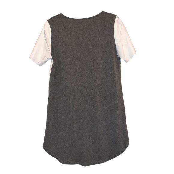 Lumiere Faux Leather White & Gray Shirt Dress - Picture 2 of 4